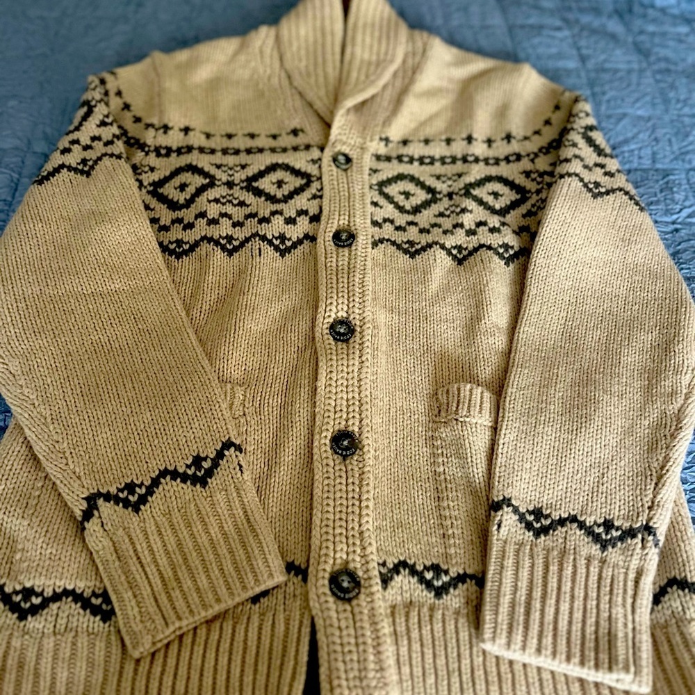 Eddie Bauer Men’s Wool Fair Isle Cardigan Sweater Size Small